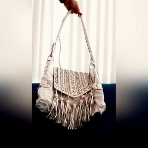 ASOS GENUINE LEATHER HOBO BAG white